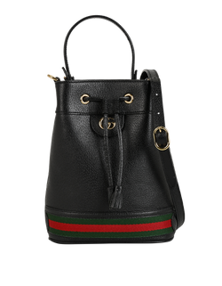 Ophidia Small Bucket Bag, Leather, Black, 520981, S/DB, 3*